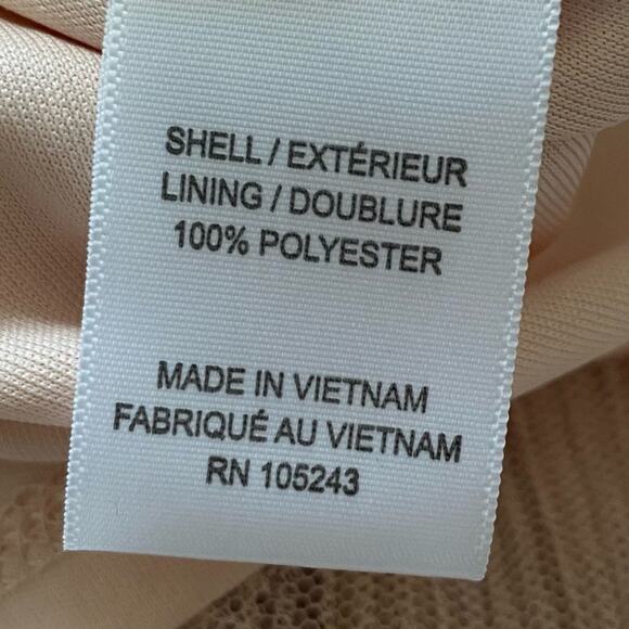 BOBEAU Creamy Pink Mesh Overlay Midi Skirt Size Small Pull On Elastic Waist - Picture 7 of 7